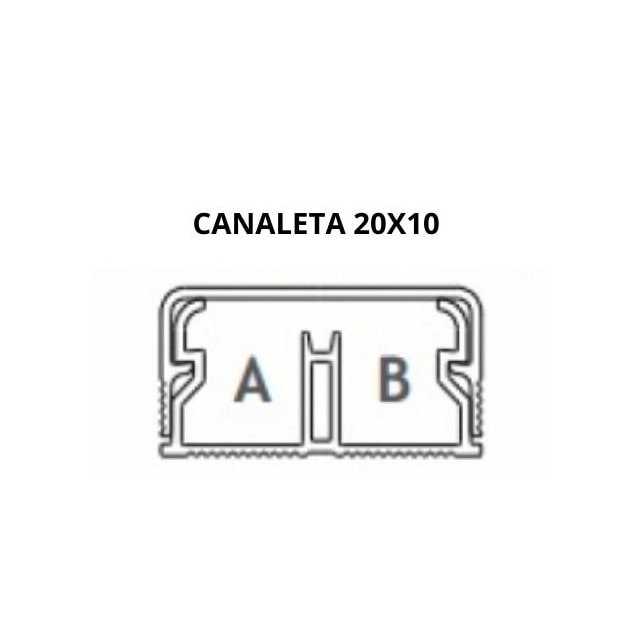 Canaleta 20 x 10 x 2000mm Branca com Fita Dupla Face - Enerbras