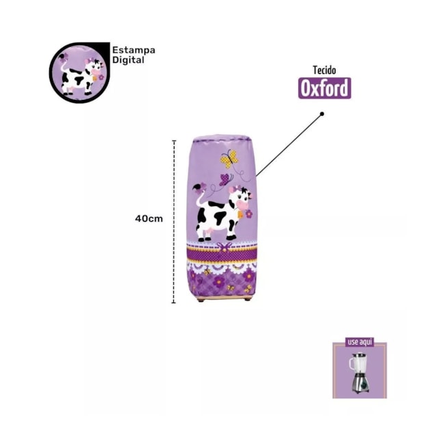 Capa de Liquidificador Estampa Vaquinha Resistente Protetor Capa de Liquidificador Estampa Vaquinha Resistente Protetor