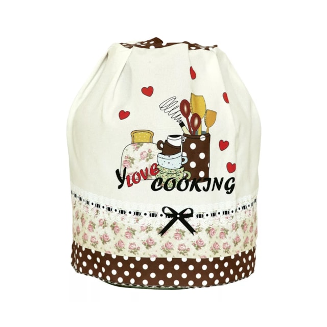 Capa Para Botijão Estampada Delicada Amo Cozinhar 100%oxford Capa Para Botijão Estampada Delicada Amo Cozinhar 100%oxford