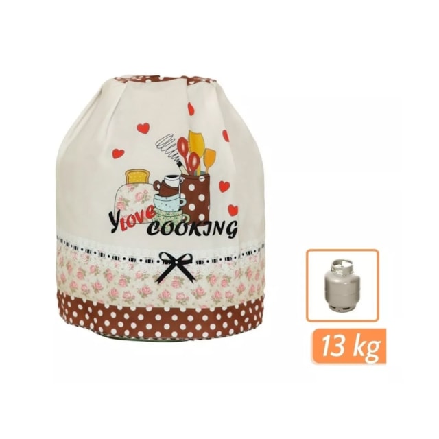 Capa Para Botijão Estampada Delicada Amo Cozinhar 100%oxford Capa Para Botijão Estampada Delicada Amo Cozinhar 100%oxford