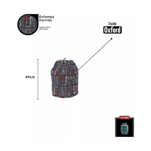 Capa para Botijão Estampado Coffee Tecido Resistente Capa para Botijão Estampado Coffee Tecido Resistente