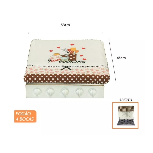 Capa para Fogão 4 Bocas Com Encaixe Na Tampa Estampada Capa para Fogão 4 Bocas Com Encaixe Na Tampa Estampada
