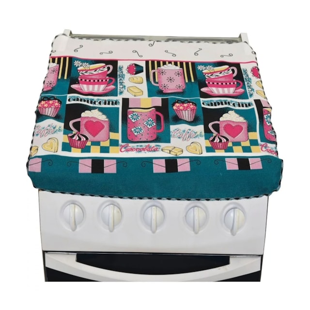 Capa Para Fogão 4 Bocas Protetora Tecido Estampa Cup Cake Capa Para Fogão 4 Bocas Protetora Tecido Estampa Cup Cake