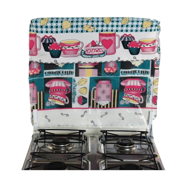 Capa Para Fogão 4 Bocas Protetora Tecido Estampa Cup Cake Capa Para Fogão 4 Bocas Protetora Tecido Estampa Cup Cake