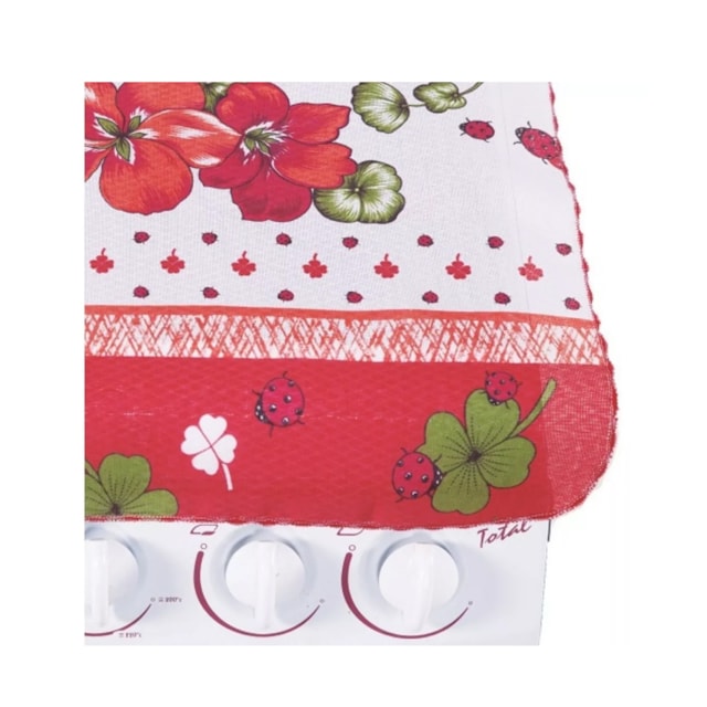 Capa para Fogão 5/6 Bocas Flores Vermelhas Resistente Capa para Fogão 5/6 Bocas Flores Vermelhas Resistente