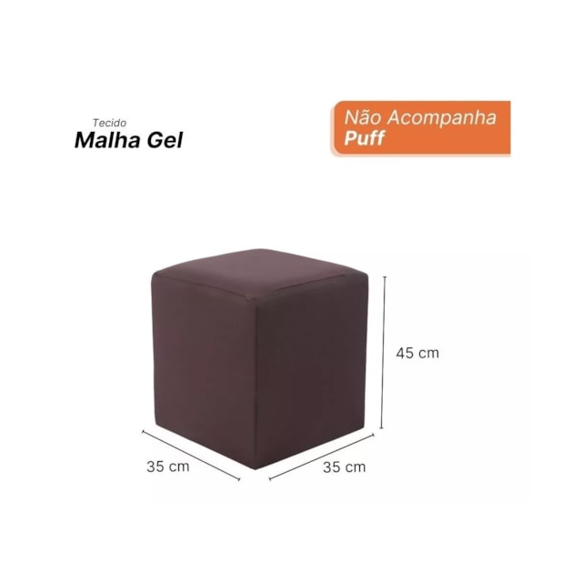 Capa Para Puff Quadrado Malha Coladinha Marrom Capa Para Puff Quadrado Malha Coladinha Marrom
