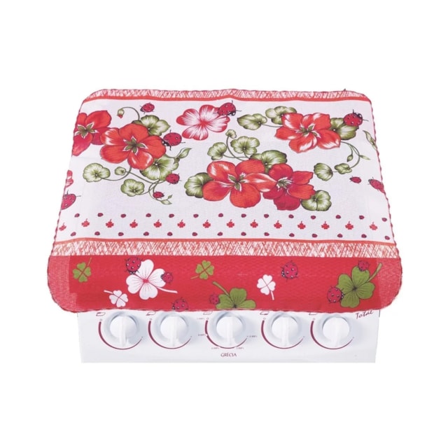 Capa Para Tampa de Fogão 4 Bocas Estampado Flor Capa Para Tampa de Fogão 4 Bocas Estampado Flor