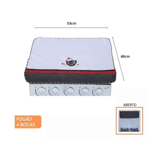 Capa Para Tampa Fogão 4 Bocas Bordado Em Lese Angolinha Capa Para Tampa Fogão 4 Bocas Bordado Em Lese Angolinha