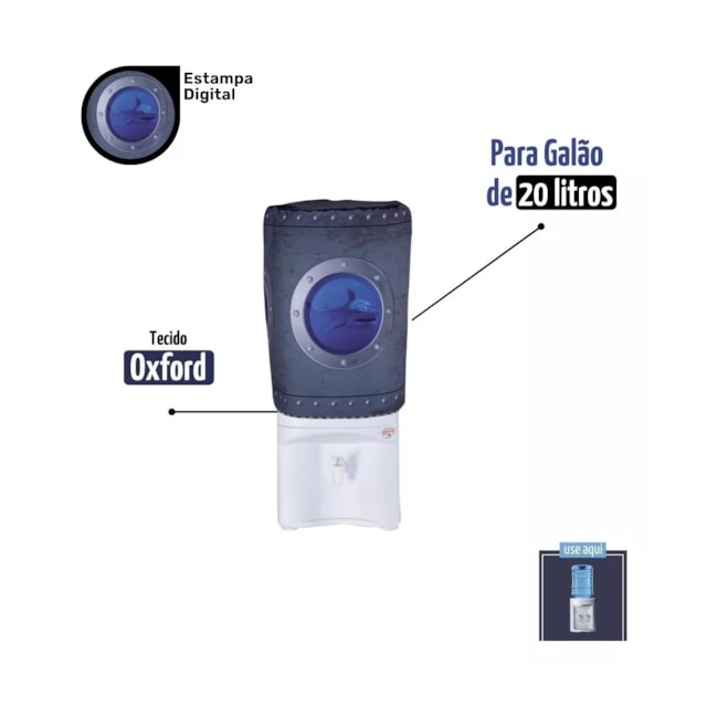 Capa Protetora De Galão De agua Estampa Submarino 20 L Capa Protetora De Galão De agua Estampa Submarino 20 L