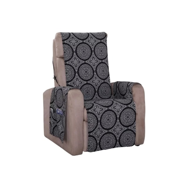 Capa Protetora de Poltrona Estampada Com Porta Objetos Mandala Capa Protetora de Poltrona Estampada Com Porta Objetos Mandala