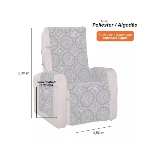 Capa Protetora de Poltrona Estampada Com Porta Objetos Mandala Capa Protetora de Poltrona Estampada Com Porta Objetos Mandala