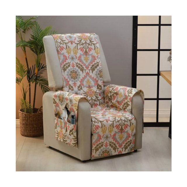 Capa Protetora de Poltrona Estampada Com Porta Objetos Milin Capa Protetora de Poltrona Estampada Com Porta Objetos Milin