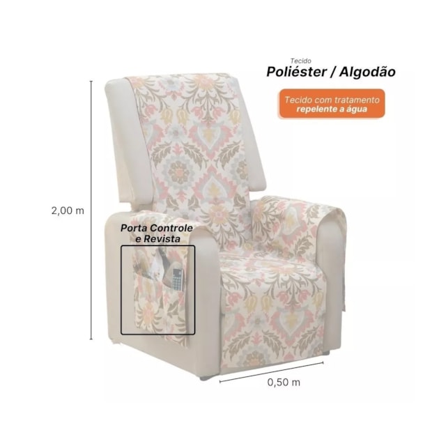 Capa Protetora de Poltrona Estampada Com Porta Objetos Milin Capa Protetora de Poltrona Estampada Com Porta Objetos Milin