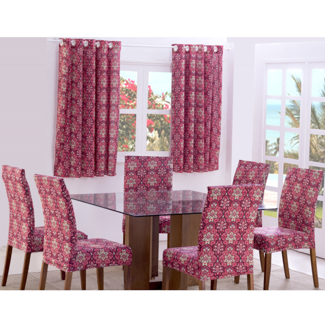 Capas de Cadeira 4 Lugares Geom. Deccoralle Vermelho Capas de Cadeira 4 Lugares Geom. Deccoralle Vermelho