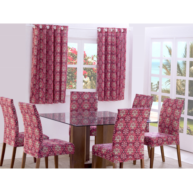 Capas de Cadeira 6 Lugares Geom. Deccoralle Vermelho Capas de Cadeira 6 Lugares Geom. Deccoralle Vermelho