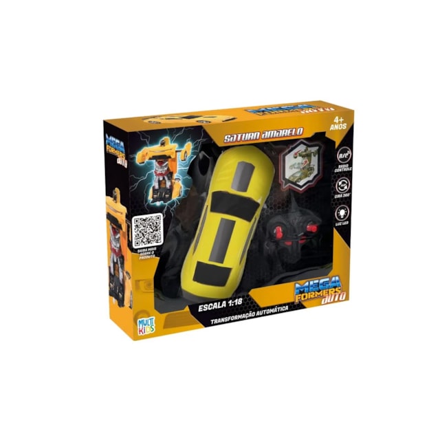 Carrinho Transformável Controle Remoto Megaformers Auto Saturn Amarelo Multikids Carrinho Transformável Controle Remoto Megaformers Auto Saturn Amarelo Multikids