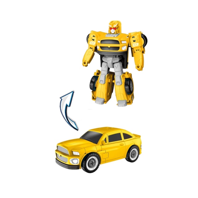 Carrinho Transformável Megaformers Guardian Corrida com Ferramenta Multikids Amarelo