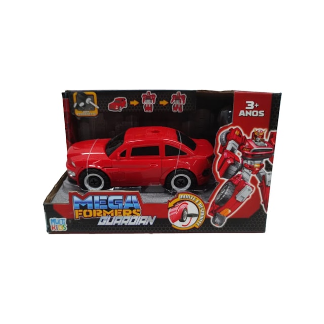 Carrinho Transformável Megaformers Guardian Corrida com Ferramenta Multikids Vermelho
