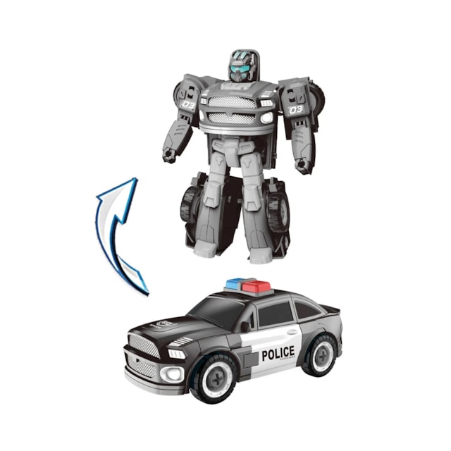 Carrinho Transformável Megaformers Guardian Polícia com Ferramenta Multikids Preto