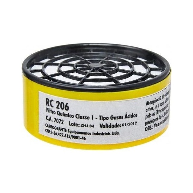 Cartucho para Máscara Respiratória RC 206 - Carbografite Cartucho para Máscara Respiratória RC 206 - Carbografite