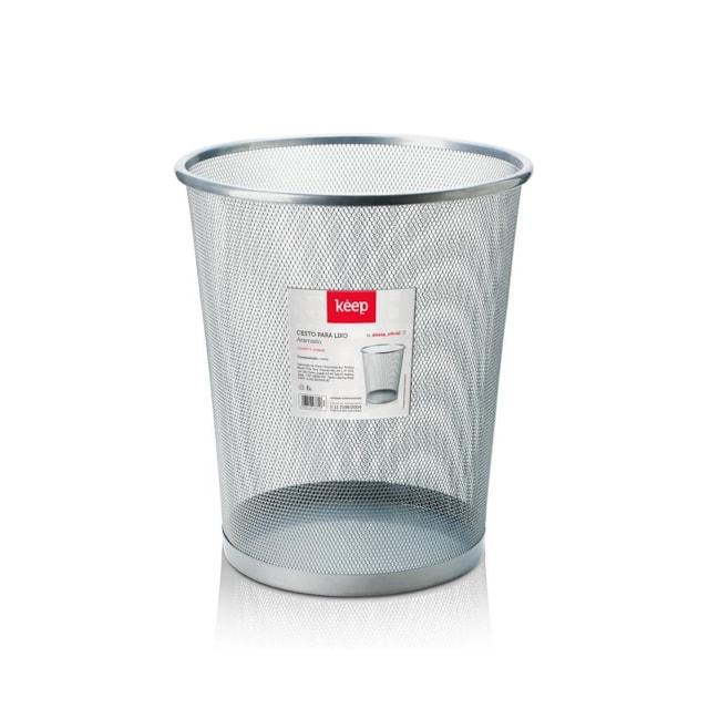 Cesto P/ Lixo 12L Aramado Prata Keep - EI089 Cesto P/ Lixo 12L Aramado Prata Keep - EI089