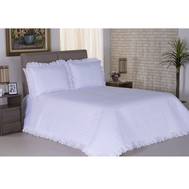 Cobre leito Diplomata Branco Deccoralle Queen Size Cobre leito Diplomata Branco Deccoralle Queen Size