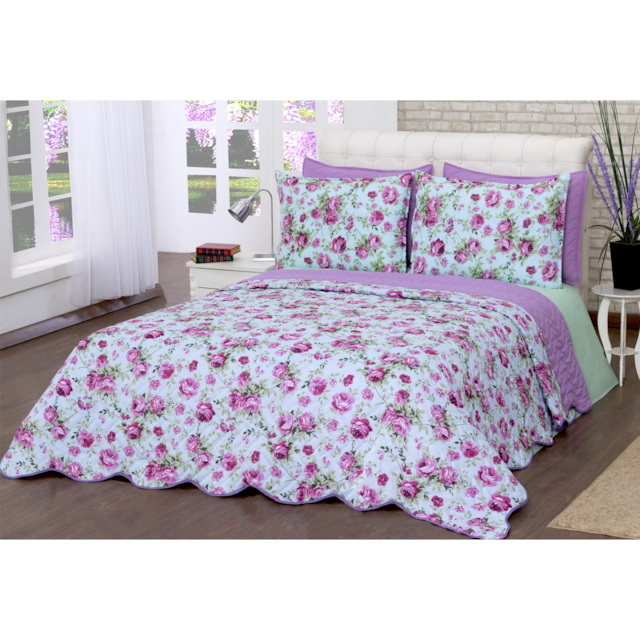 Cobre leito Garden Dupla Face Queen  3 Peças Deccoralle Verde Cobre leito Garden Dupla Face Queen  3 Peças Deccoralle Verde