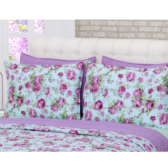 Cobre leito Garden Dupla Face Queen  3 Peças Deccoralle Verde Cobre leito Garden Dupla Face Queen  3 Peças Deccoralle Verde