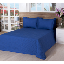 Cobre leito Matelassado Casal Queen Classic  3 Peças Deccoralle Azul