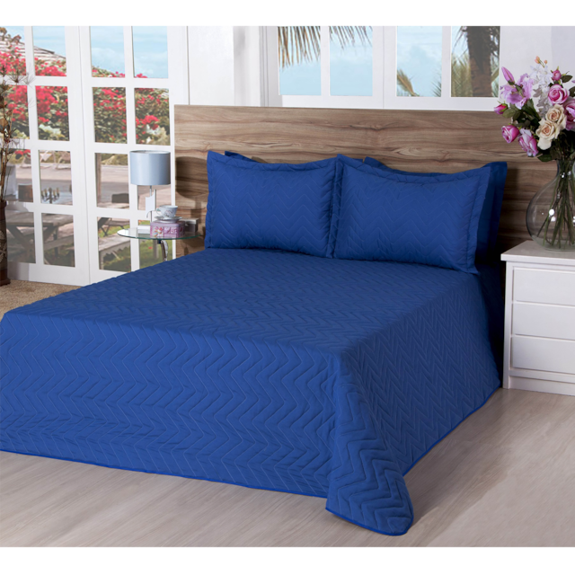 Cobre leito Matelassado Casal Queen Classic  3 Peças Deccoralle Azul Cobre leito Matelassado Casal Queen Classic  3 Peças Deccoralle Azul