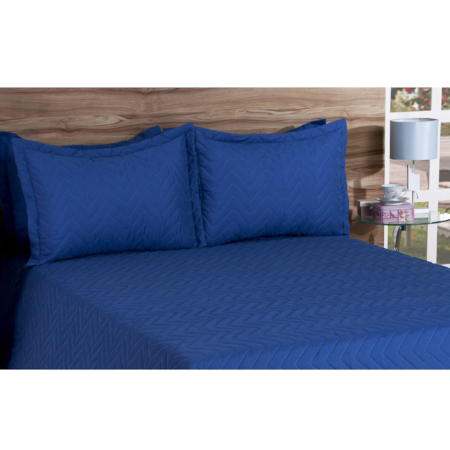 Cobre leito Matelassado Casal Queen Classic  3 Peças Deccoralle Azul