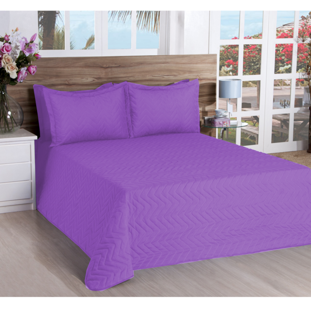 Cobre leito Matelassado Casal Queen Classic  3 Peças Deccoralle Lilás