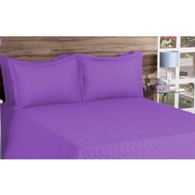 Cobre leito Matelassado Casal Queen Classic  3 Peças Deccoralle Lilás