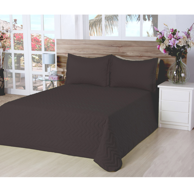 Cobre leito Matelassado Casal Queen Classic  3 Peças Deccoralle Marrom