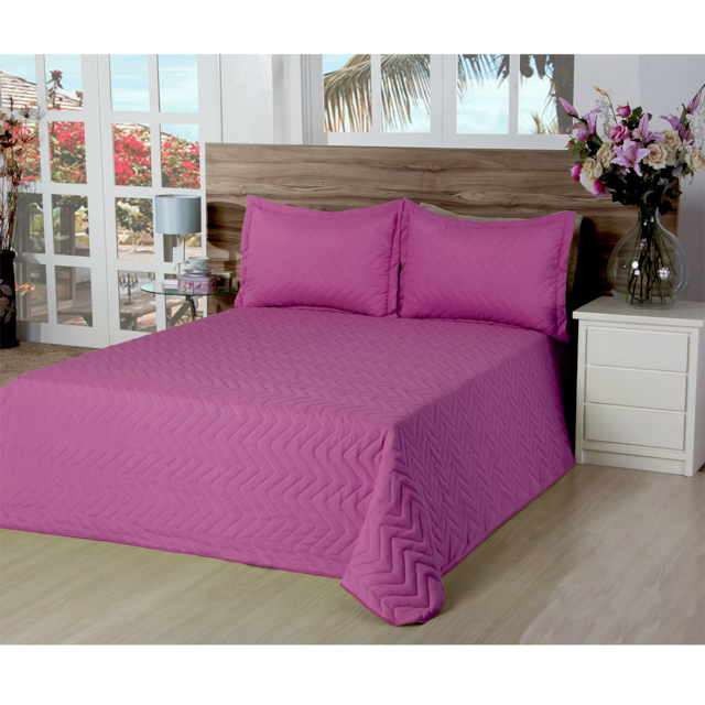 Cobre leito Matelassado Casal Queen Classic  3 Peças Deccoralle Rosa