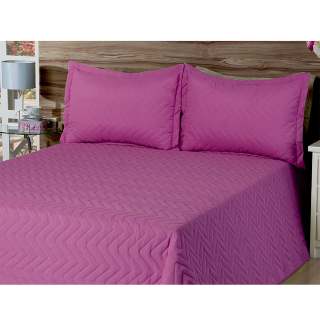 Cobre leito Matelassado Casal Queen Classic  3 Peças Deccoralle Rosa