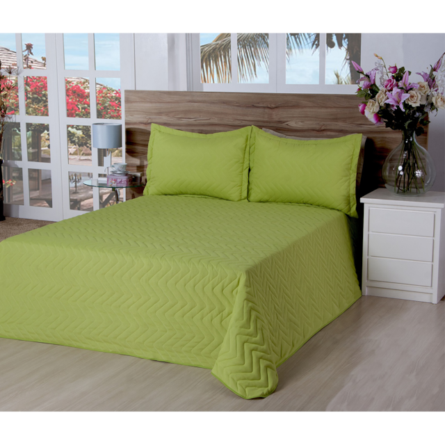 Cobre leito Matelassado Casal Queen Classic  3 Peças Deccoralle Verde