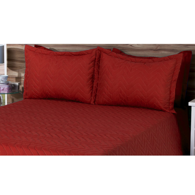 Cobre leito Matelassado Casal Queen Classic  3 Peças Deccoralle Vermelho