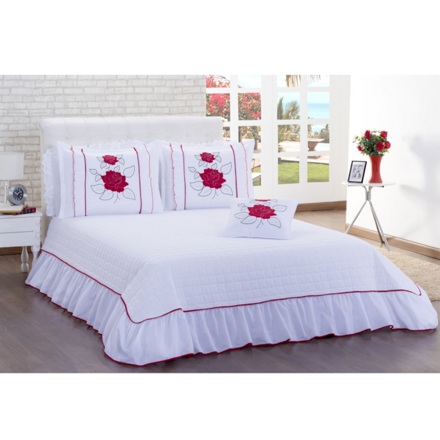 Cobre leito Rubia 4 peças Branco Deccoralle Queen Size Cobre leito Rubia 4 peças Branco Deccoralle Queen Size