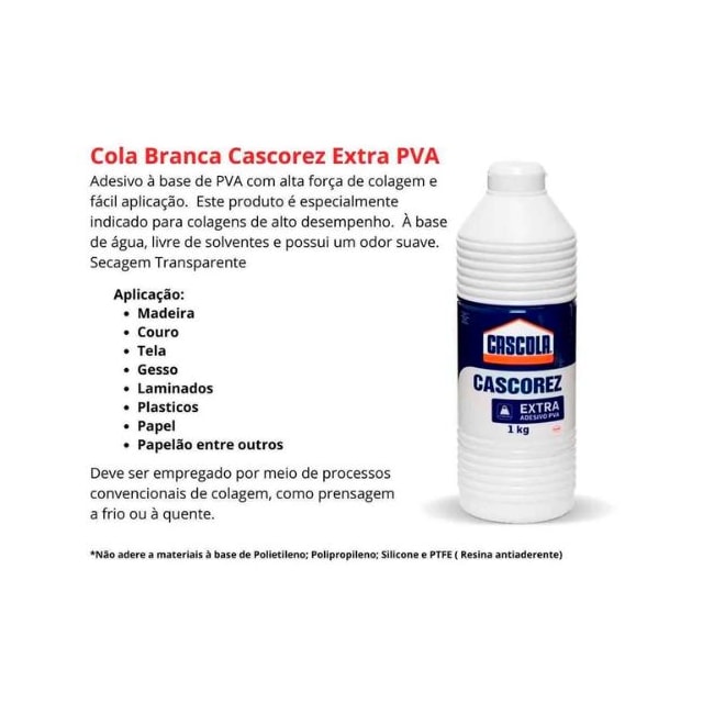 Cola branca Cascola Cascorez Extra 500g - Henkel  Cola branca Cascola Cascorez Extra 500g - Henkel