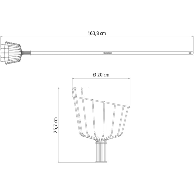 Colhedor de Frutas Médio em Aço com Cabo 145cm - TRAMONTINA