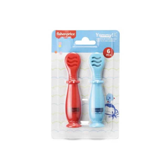 Colheres de Treinamento Fase 1 e 2 com Ventosa Yummy! Fisher-Price Azul Colheres de Treinamento Fase 1 e 2 com Ventosa Yummy! Fisher-Price Azul