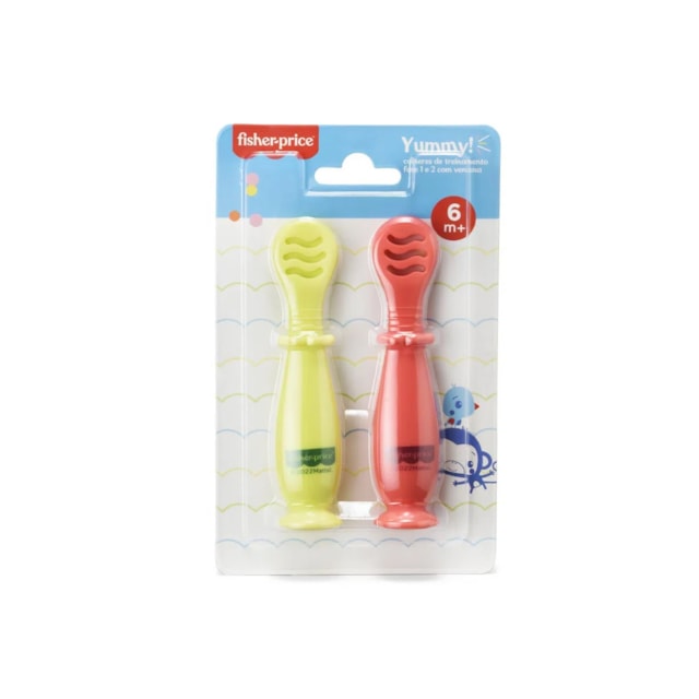 Colheres de Treinamento Fase 1 e 2 com Ventosa Yummy! Fisher-Price Coral Colheres de Treinamento Fase 1 e 2 com Ventosa Yummy! Fisher-Price Coral
