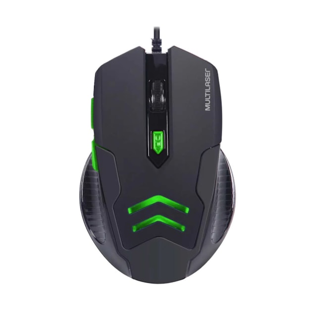 Combo Mouse e Mousepad Gamer 3200DPI com Botões Laterais Preto/Verde Multilaser - MO273