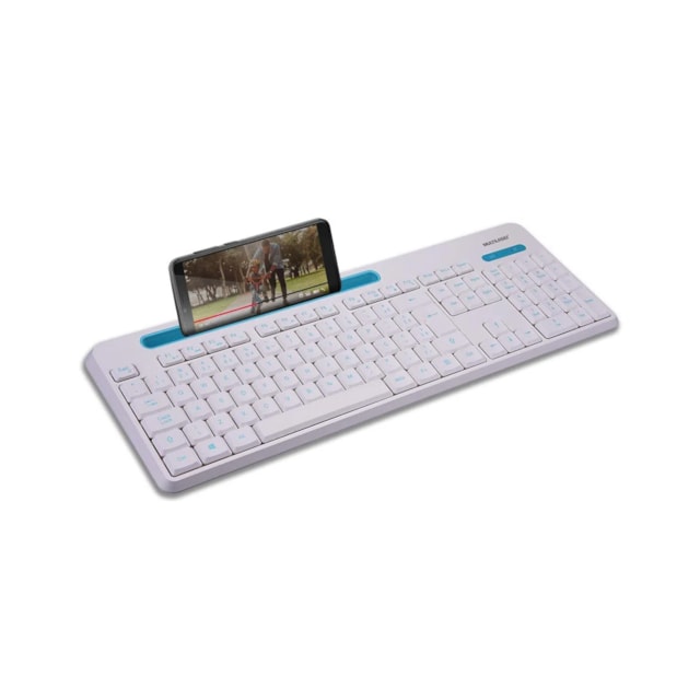 Combo Teclado e Mouse Multimidia Sem Fio 2.4Ghz Usb com Apoio para Smartphones Multilaser Branco