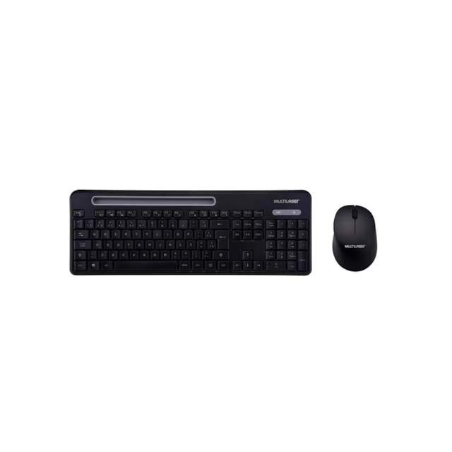 Combo Teclado e Mouse Multimidia Sem Fio 2.4Ghz Usb com Apoio para Smartphones Multilaser Preto