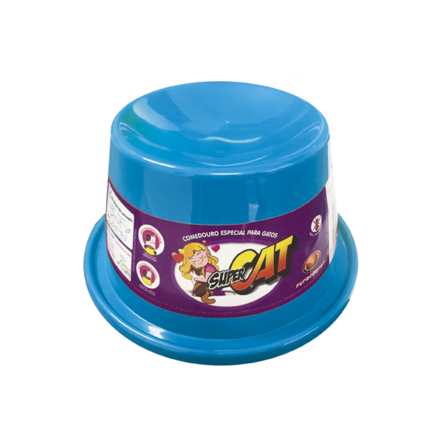 Comedouro plástica Gato super cat - 200 ml Azul