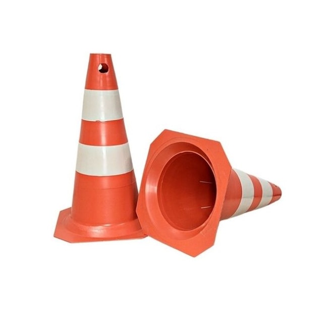 Cone Sinalização PVC 50cm Laranja com Branco - Work