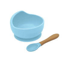 Conjunto Bowl Com Colher De Bambu Kababy Azul Conjunto Bowl Com Colher De Bambu Kababy Azul