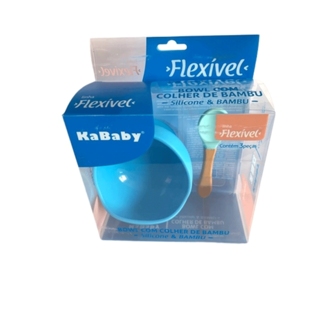 Conjunto Bowl Com Colher De Bambu Kababy Azul Conjunto Bowl Com Colher De Bambu Kababy Azul